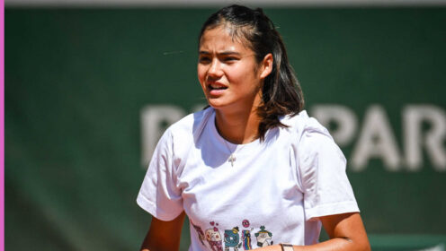 Pictured: Emma Raducanu at practice