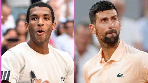 Pictured: Felix Auger-Aliassime and Novak Djokovic graphic