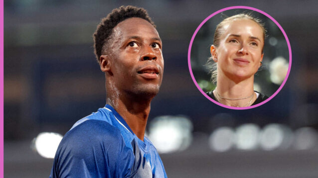 Pictured: Gael Monfils with inset of wife Elina Svitolina