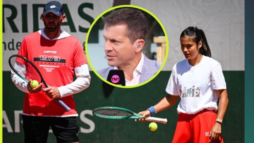 Emma Raducanu, Andrew Richardson and Tim Henman