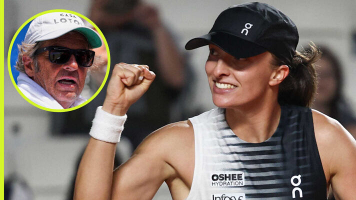 Pictured: Iga Swiatek with inset of Francisco Roig