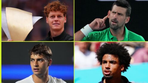 Jannik Sinner, Novak Djokovic, Flavio Cobolli and Arthur Fils