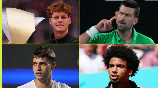 Jannik Sinner, Novak Djokovic, Flavio Cobolli and Arthur Fils