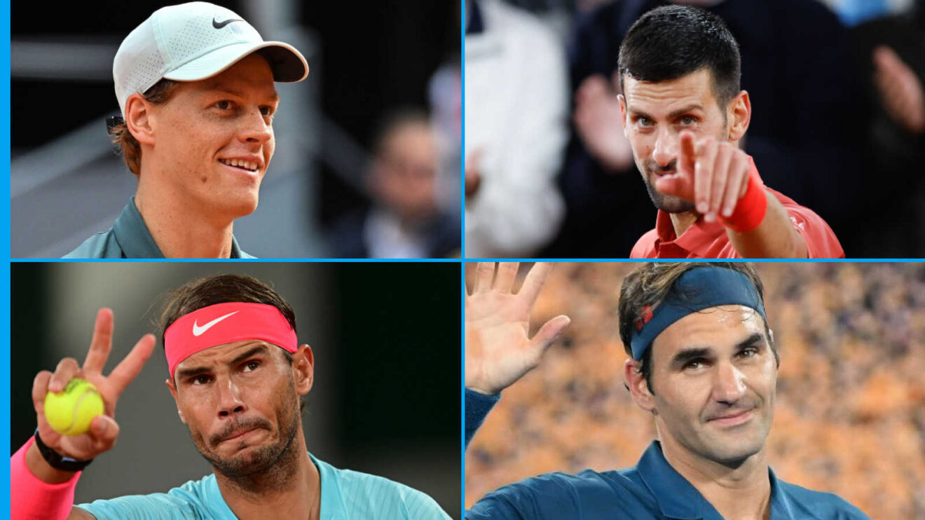 Picture: Jannik Sinner, Novak Djokovic, Rafael Nadal and Roger Federer