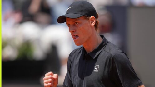 Jannik Sinner in action in Rome