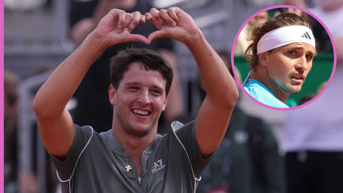 Pictured: Luciano Darderi with inset of Alexander Zverev