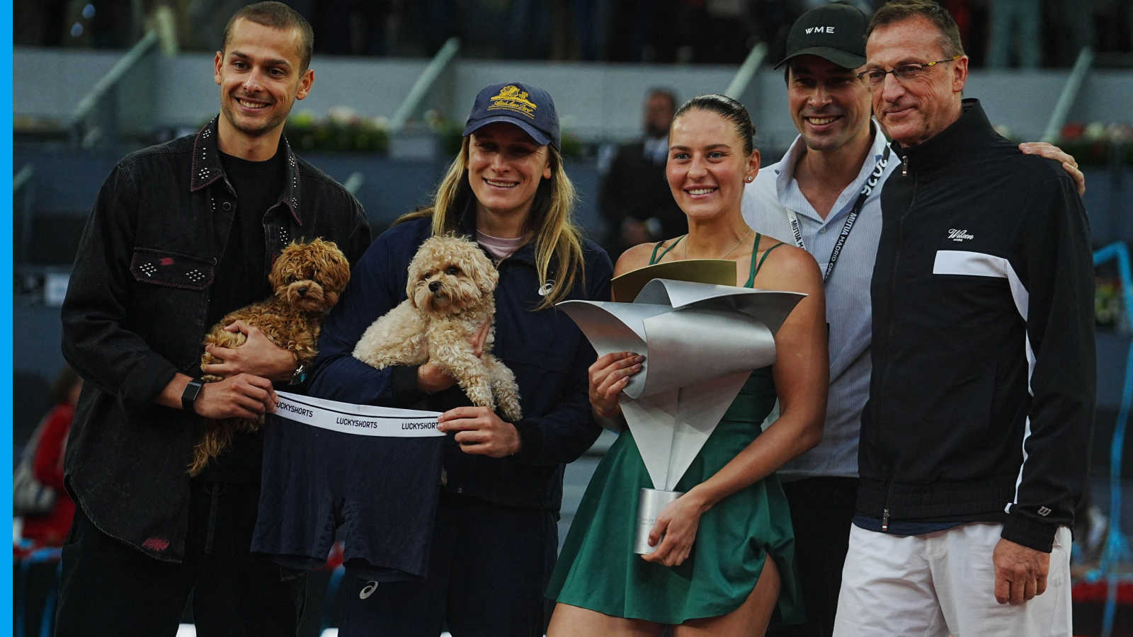 Pictured: Marta Kostyuk and her team with her Lucky Shorts underwear
