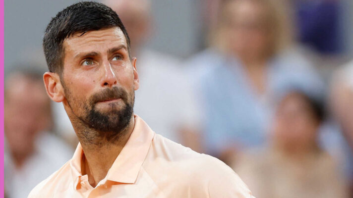Pictured: Novak Djokovic looks on during his match