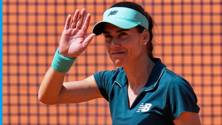 Pictured: Sorana Cirstea celebrates after her match