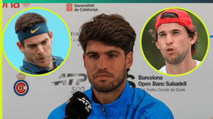 Juan Martin Del Potro, Carlos Alcaraz, and Dominic Thiem