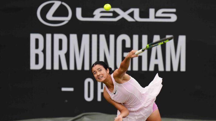 Pictured: Alex Eala in action at the Lexus Birmingham Open
