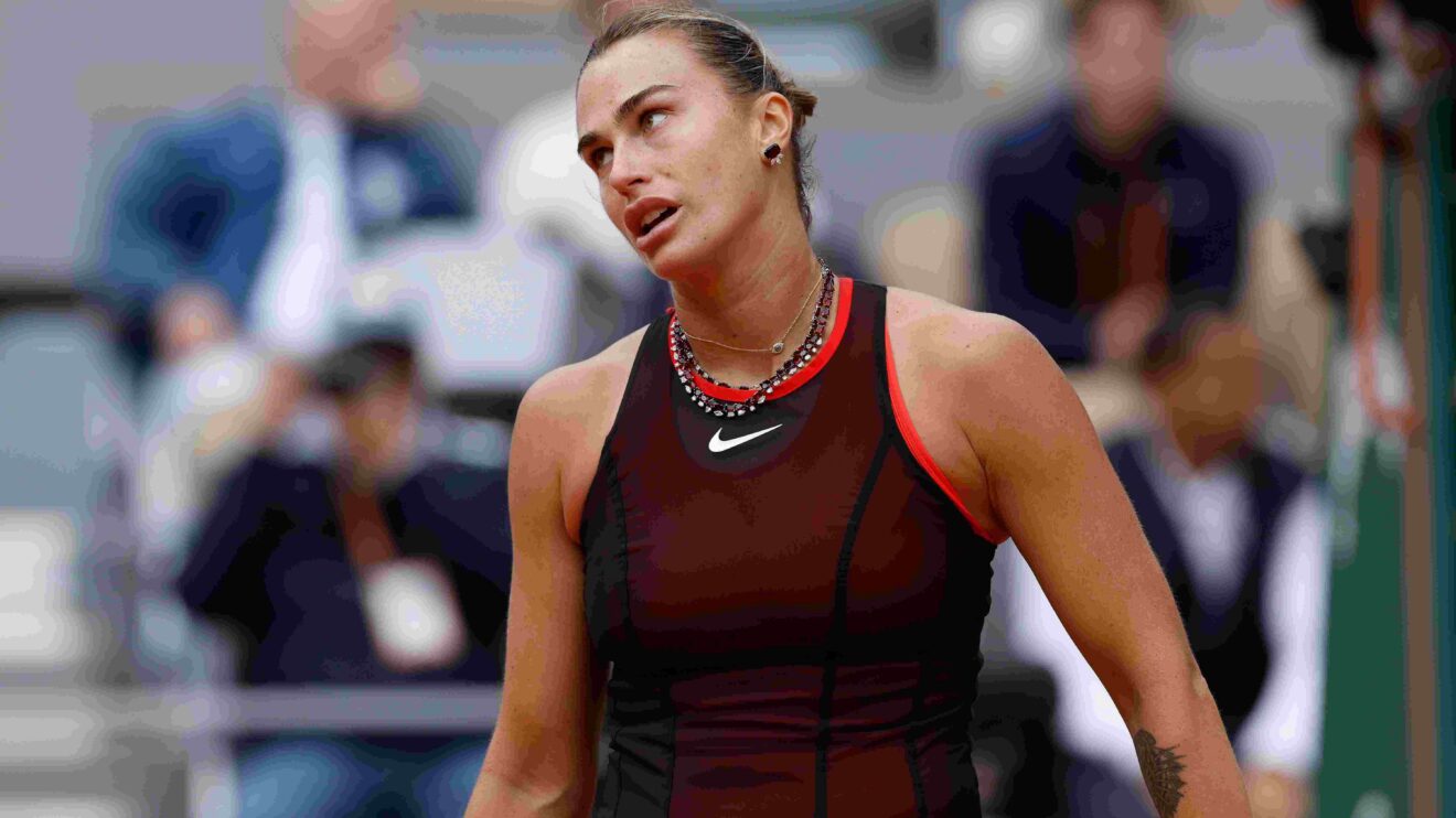 Pictured: A dejected Aryna Sabalenka during her French Open loss