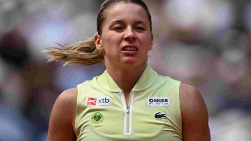 Pictured: Poland's Maja Chwalinska reacts during the French Open final