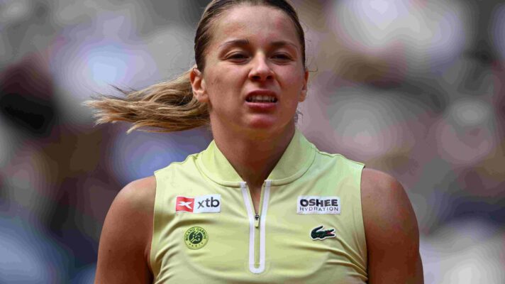 Pictured: Poland's Maja Chwalinska reacts during the French Open final