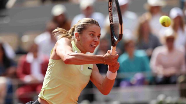 Pictured: Poland's Maja Chwalinska in French Open final action