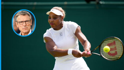 Pictured: Mats Wilander (inset) and Serena Williams in pre-Wimbledon practice