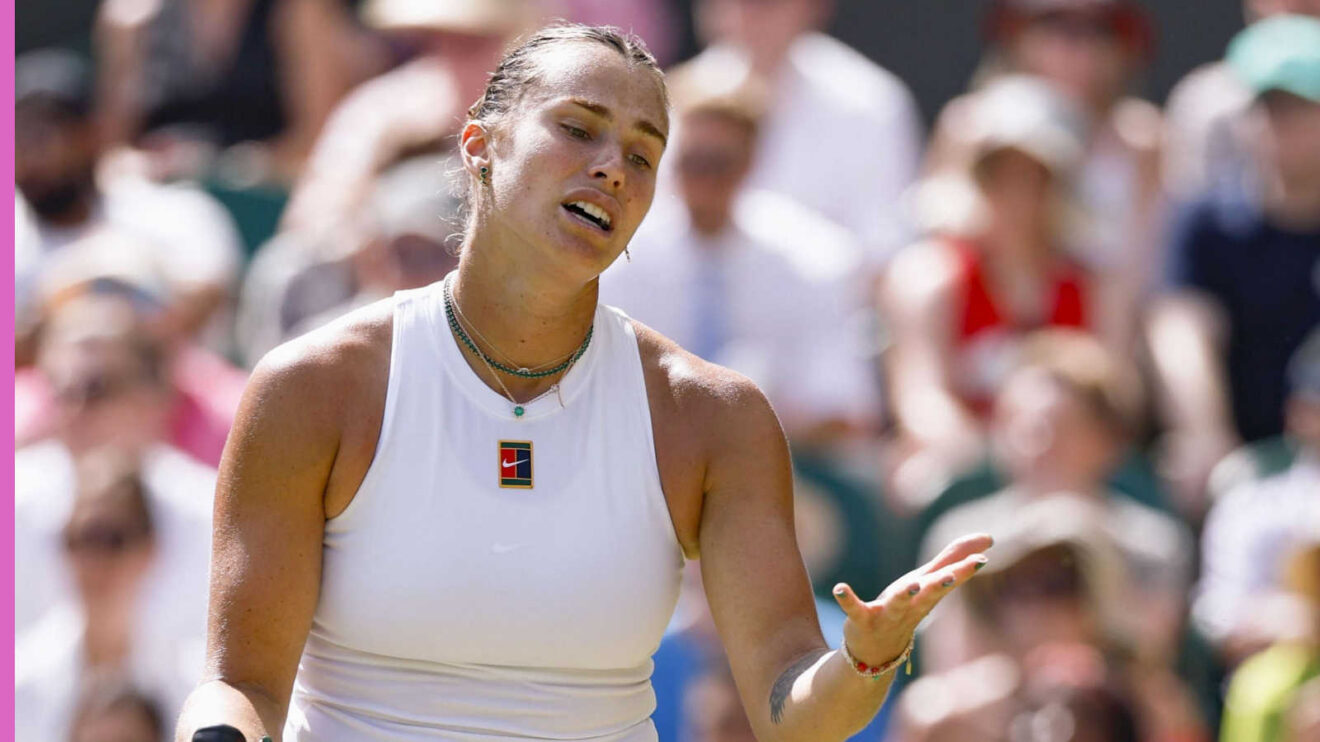 Pictured: A frustrated Aryna Sabalenka