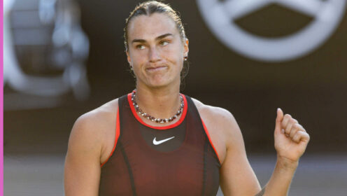 Pictured: A frustrated Aryna Sabalenka