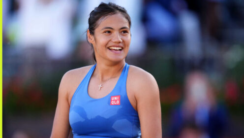Pictured: A smiling Emma Raducanu