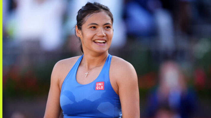 Pictured: A smiling Emma Raducanu