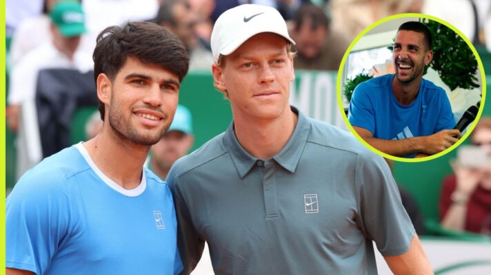 Carlos Alcaraz and Jannik Sinner with (inset) Thanasi Kokkinakis