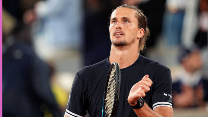 Pictured: Alexander Zverev celebrates after his match
