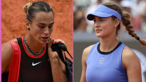 Pictured: Aryna Sabalenka and Anna Kalinskaya
