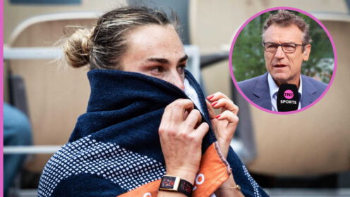 Pictured: Aryna Sabalenka with inset of Mats Wilander