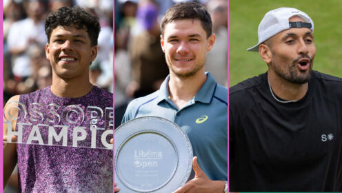 Pictured: Ben Shelton, Kamil Majchrzak and Nick Kyrgios