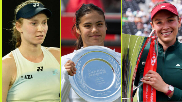 Pictured: Elena Rybakina, Emma Raducanu and Donna Vekic