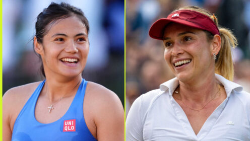 Pictured: Emma Raducanu and Donna Vekic