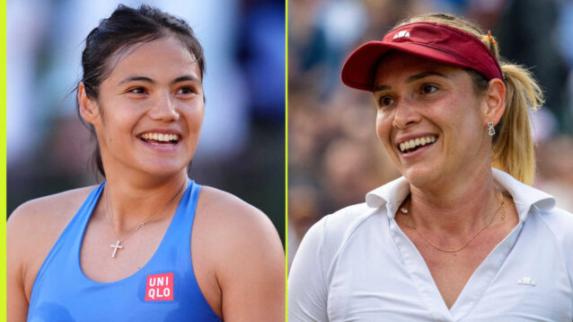 Pictured: Emma Raducanu and Donna Vekic