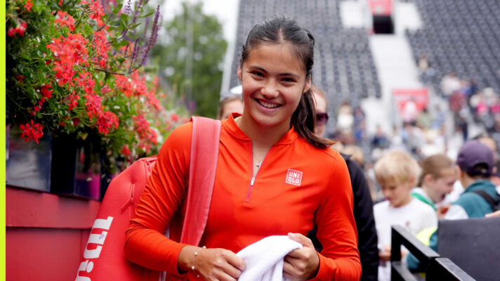 Pictured: Emma Raducanu arrives at practice