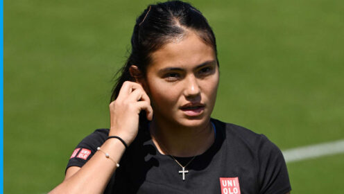 Pictured: Emma Raducanu during practice