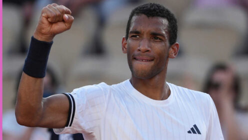 Pictured: Felix Auger-Aliassime celebrates