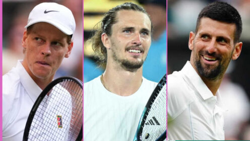 Pictured: Jannik Sinner, Alexander Zverev and Novak Djokovic