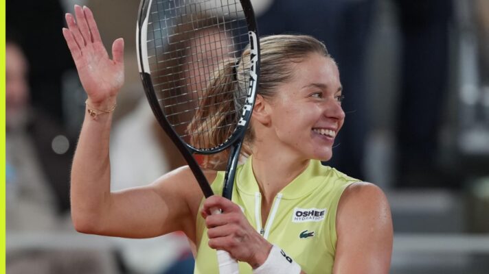 Maja Chwalinska reacts at the French Open