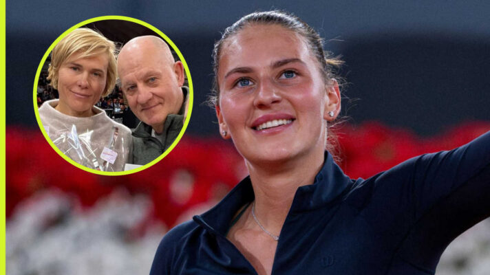 Pictured: k with inset of her parents Talina Beiko and father Oleg Kostyuk