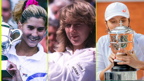 Pictured: Monica Seles, Steffi Graf and Iga Swiatek