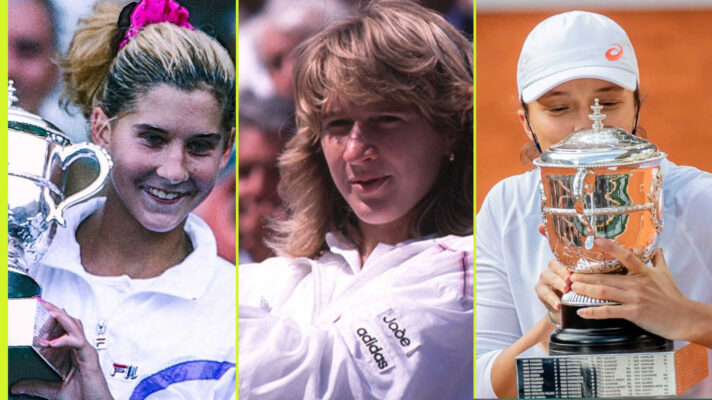 Pictured: Monica Seles, Steffi Graf and Iga Swiatek