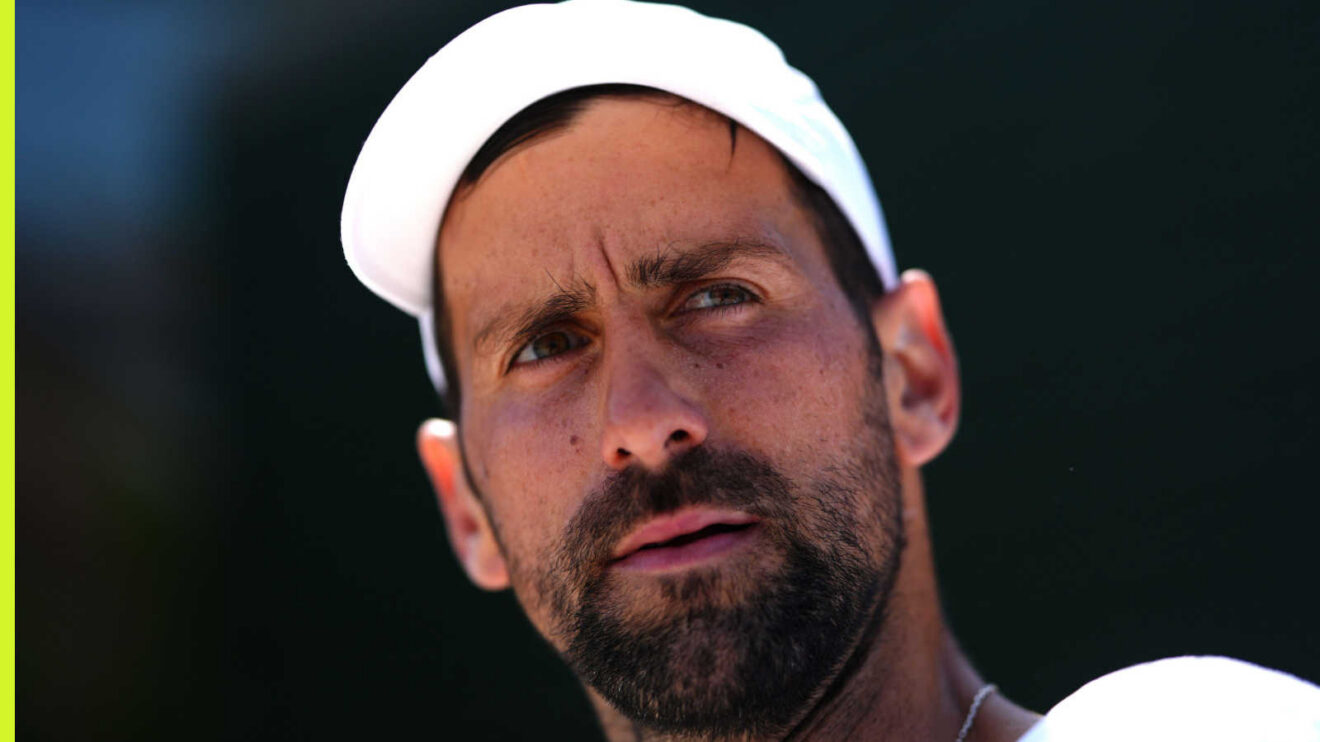 Pictured: Novak Djokovic at practice