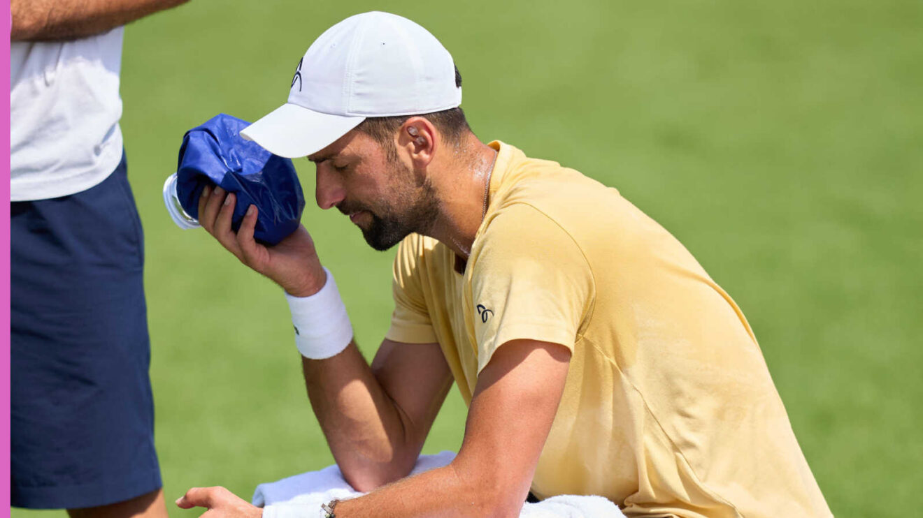 Pictured: Novak Djokovic at practice