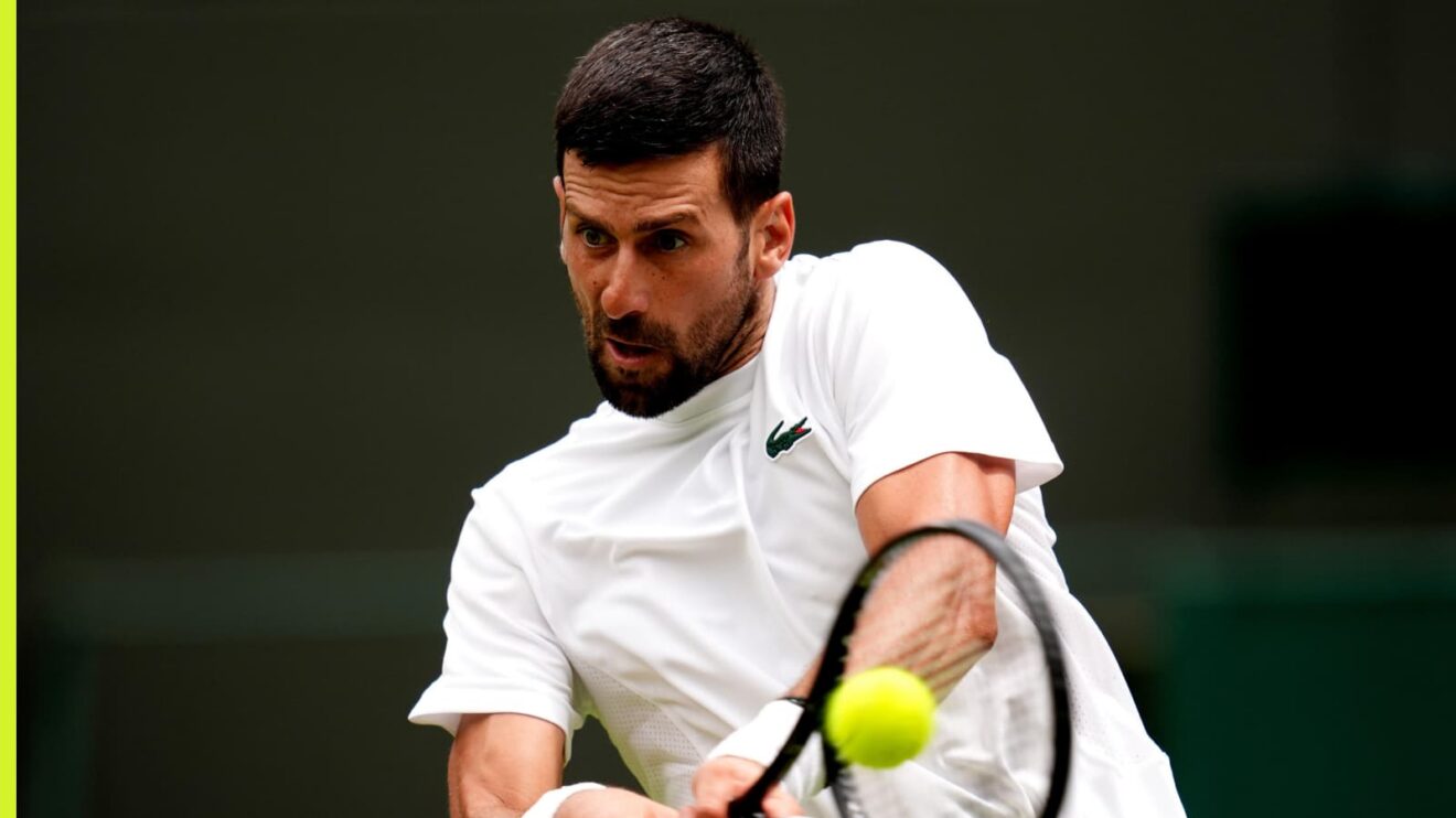 Novak Djokovic hits a backhand