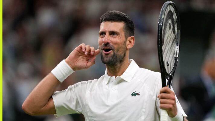 Novak Djokovic reacts at Wimbledon