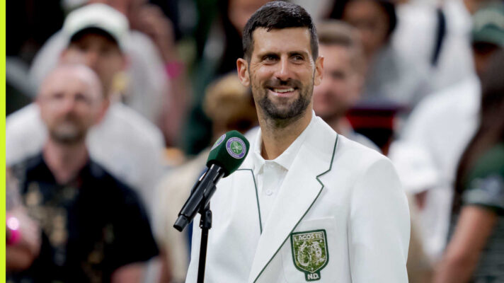 Pictured: Novak Djokovic during an on-court interview