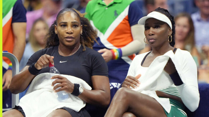 Pictured: Serena Williams and Venus Williams during a match