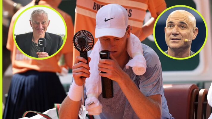 Jannik Sinner, John McEnroe and Andre Agassi