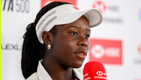 Victoria Mboko speaks to the media