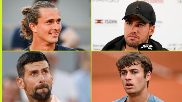 Alexander Zverev, Novak Djokovic, Carlos Alcaraz and Flavio Cobolli