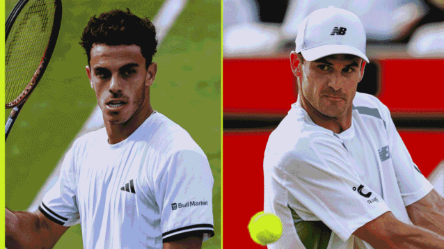 Pictured: Francisco Cerundolo and Tommy Paul in action at Queen's
